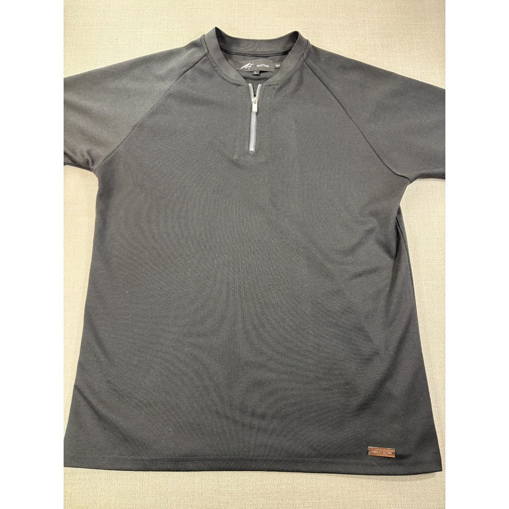 Mauvais Men's Premium Logo Black Signature Crew Neck Quarter Zip Size L